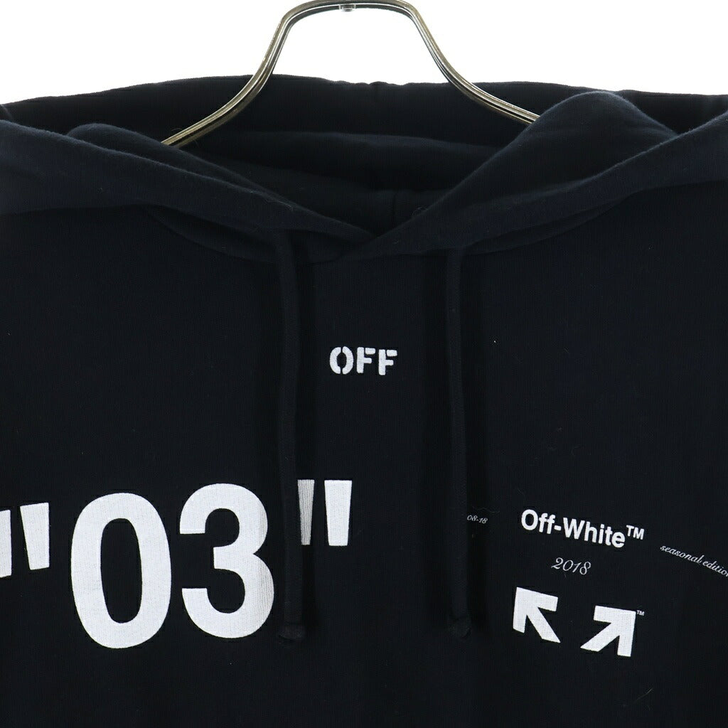 OFF-WHITE(オフホワイト) 18AW ARROW HOODIE ハーフアロープリント プルオーバースウェットパーカー フーディ ブラック OMBB029F18A54128