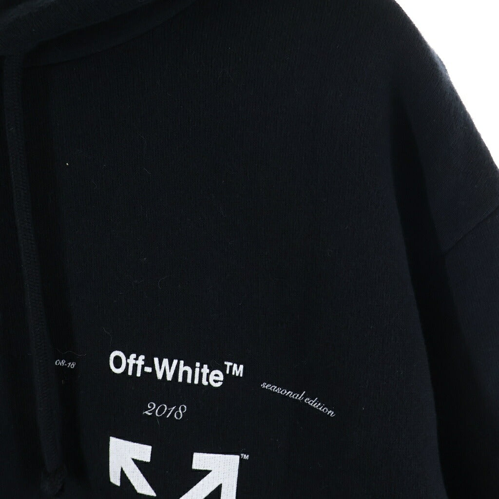 OFF-WHITE(オフホワイト) 18AW ARROW HOODIE ハーフアロープリント プルオーバースウェットパーカー フーディ ブラック OMBB029F18A54128