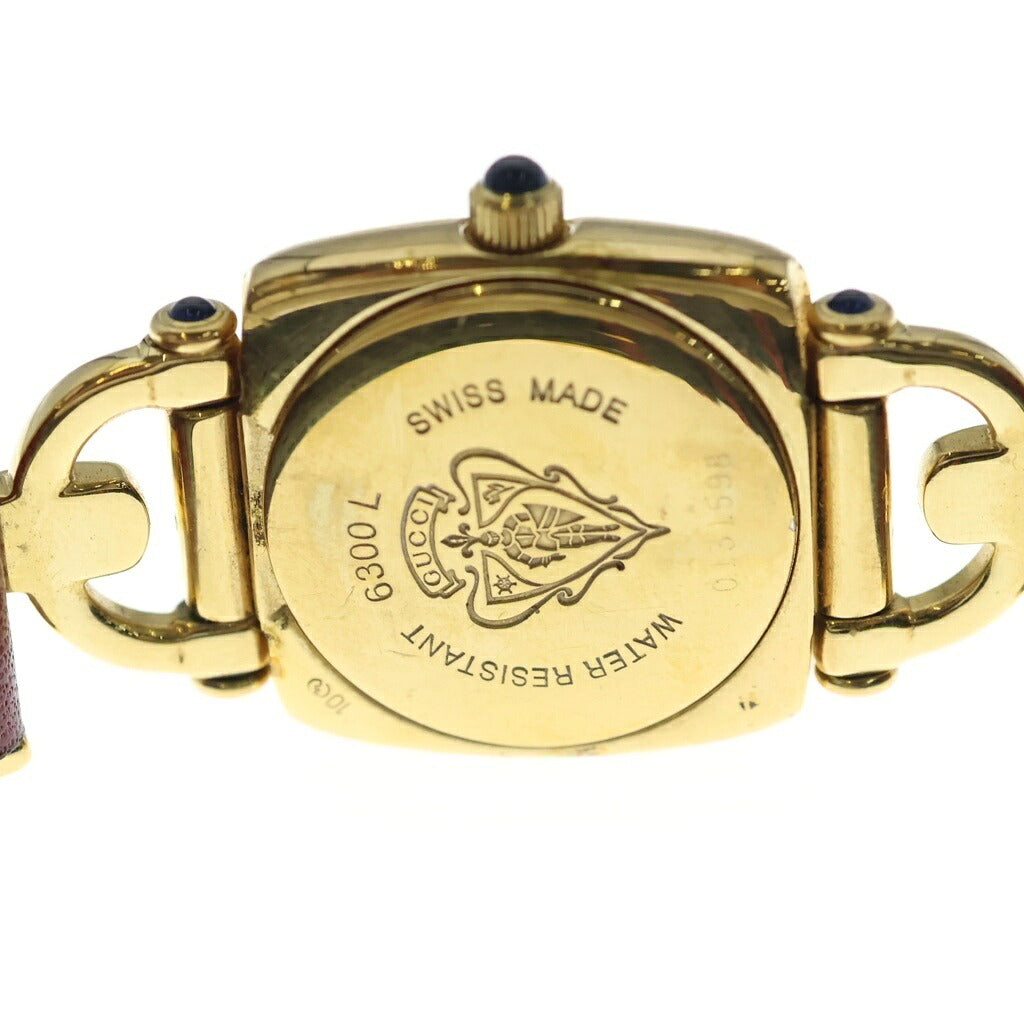 GUCCI(グッチ) スクエアフェイス ホースビット ヴィンテージ ウォッチ 時計 ゴールド/レッド 6300L
