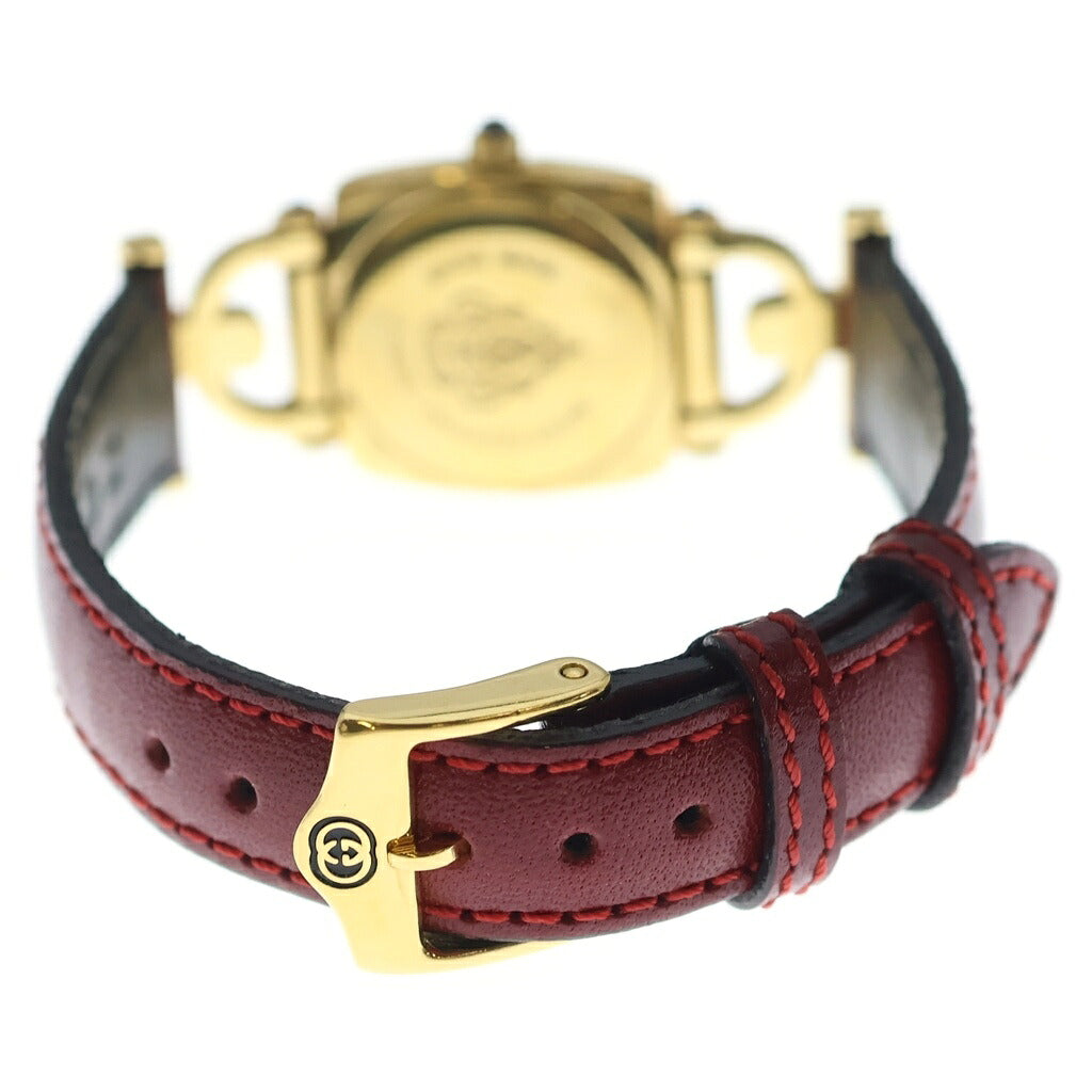 GUCCI(グッチ) スクエアフェイス ホースビット ヴィンテージ ウォッチ 時計 ゴールド/レッド 6300L