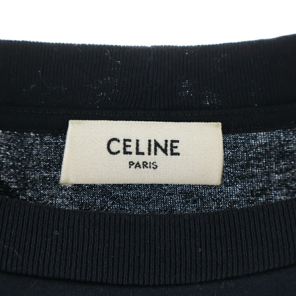CELINE(セリーヌ) Triomphe Loose T-Shirt トリオンフ ルーズ フロント刺繍 クルーネック半袖Tシャツ カットソー ブラック 2X04I671Q.38AW