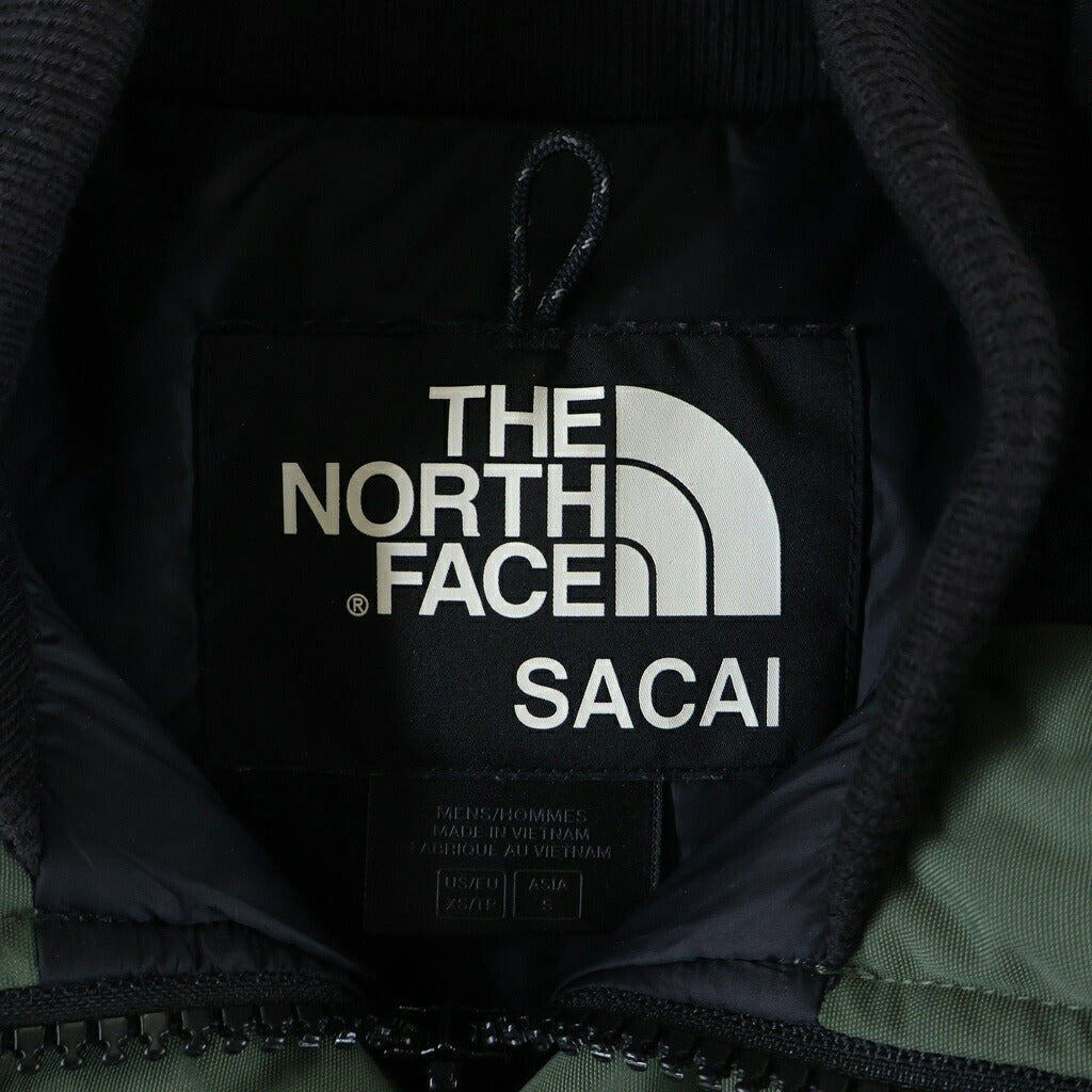 THE NORTH FACE(ザノースフェイス) sacai BOMBER JACKET × サカイ ジップアップ ナイロンボンバーダウンジャケット カーキ/ブラック NF0A3L7N