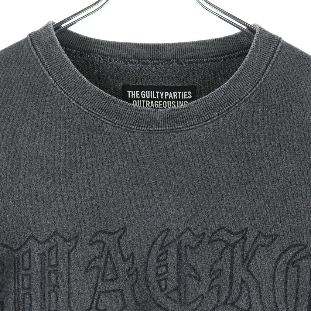 WACKO MARIA(ワコマリア) WASHED MIDDLE WEIGHT CREW NECK SWEAT SHIRT フロントプリント ウォッシュド ミドル ウェイト クルーネック スウェット ブラック
