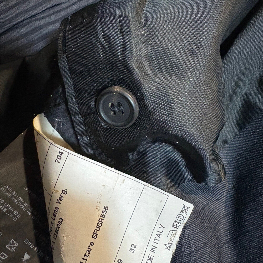 PRADA(プラダ) オールド ストライプ 比翼 ダブルテーラードジャケット センタープレス テーパードパンツ セットアップスーツ グレー