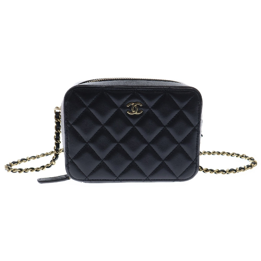 CHANEL(シャネル) マトラッセ ミニカメラバック チェーンショルダー AP2426 ミニバッグ ブラック ラムスキン ゴールド金具