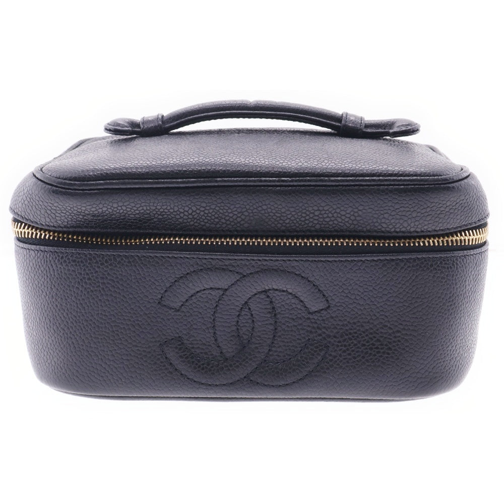 CHANEL(シャネル) ココマーク バニティ バッグ キャビアスキン ブラック メイクポーチ ゴールド金具