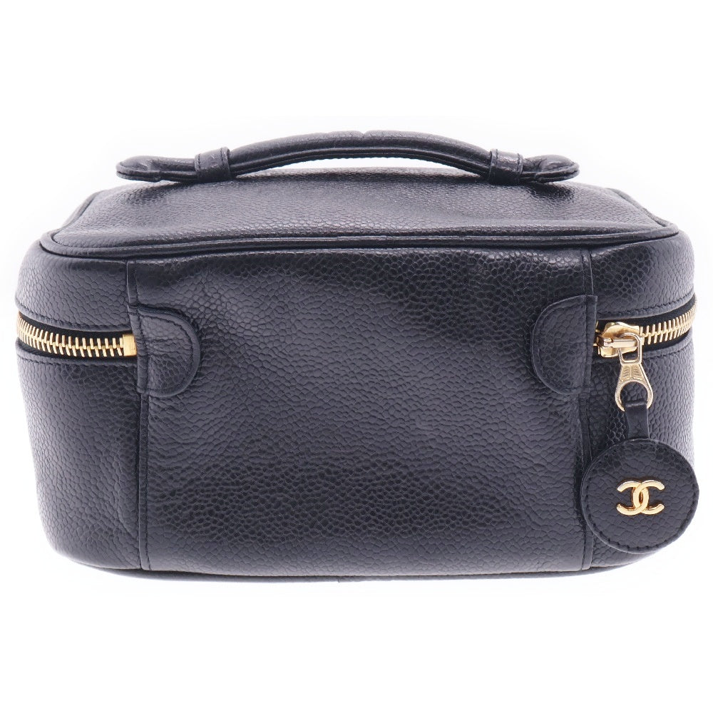 CHANEL(シャネル) ココマーク バニティ バッグ キャビアスキン ブラック メイクポーチ ゴールド金具