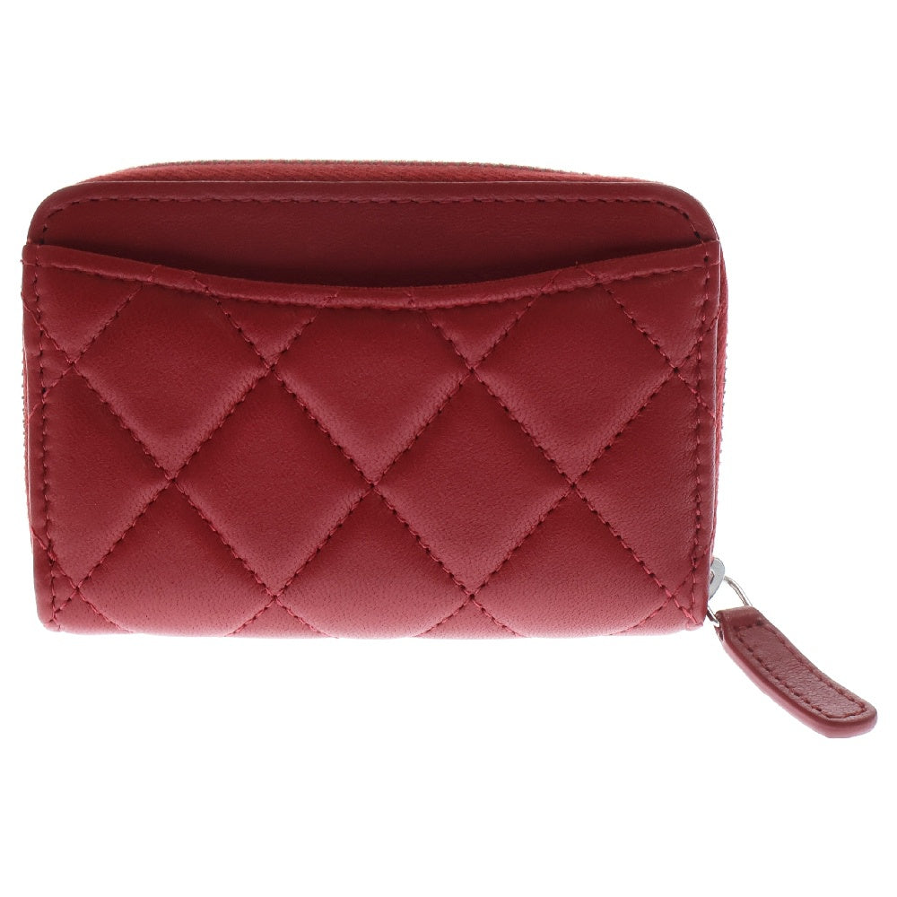 CHANEL(シャネル) マトラッセ コインケース レッド ラムスキン シルバー金具 財布 小銭入れ