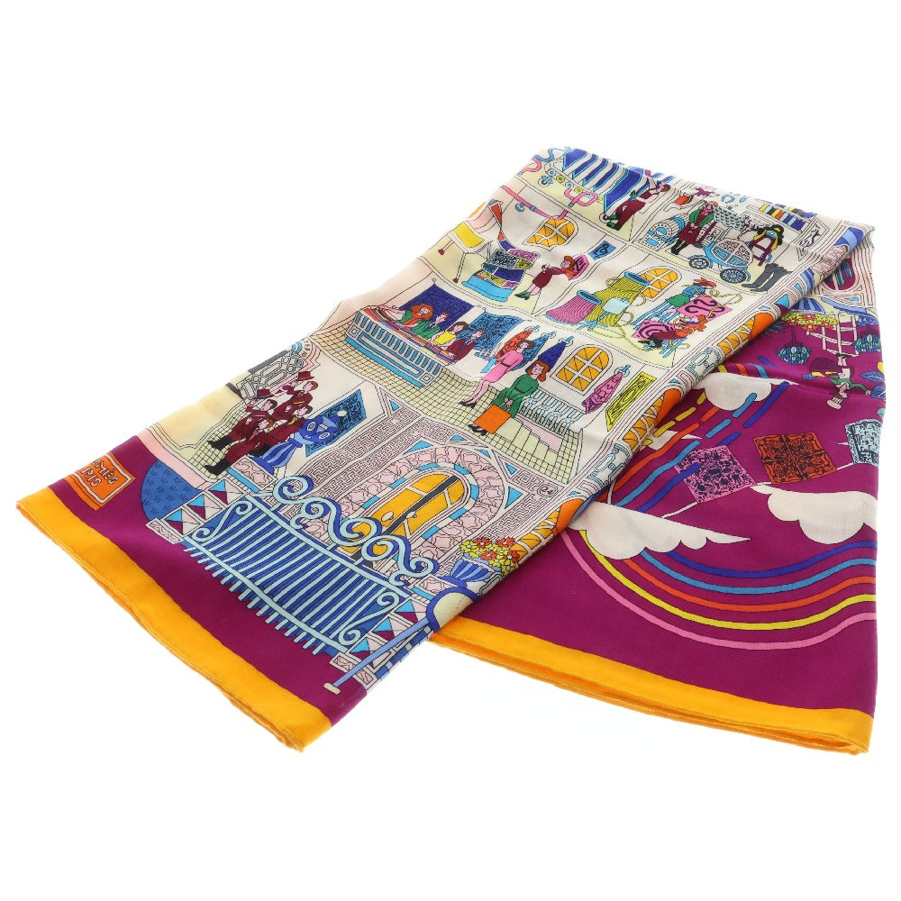 HERMES(エルメス) カレジェアン La Maison des Carresメゾンドカレ CHALE CACHEMIRE 140 カシミヤ×シルク オレンジ