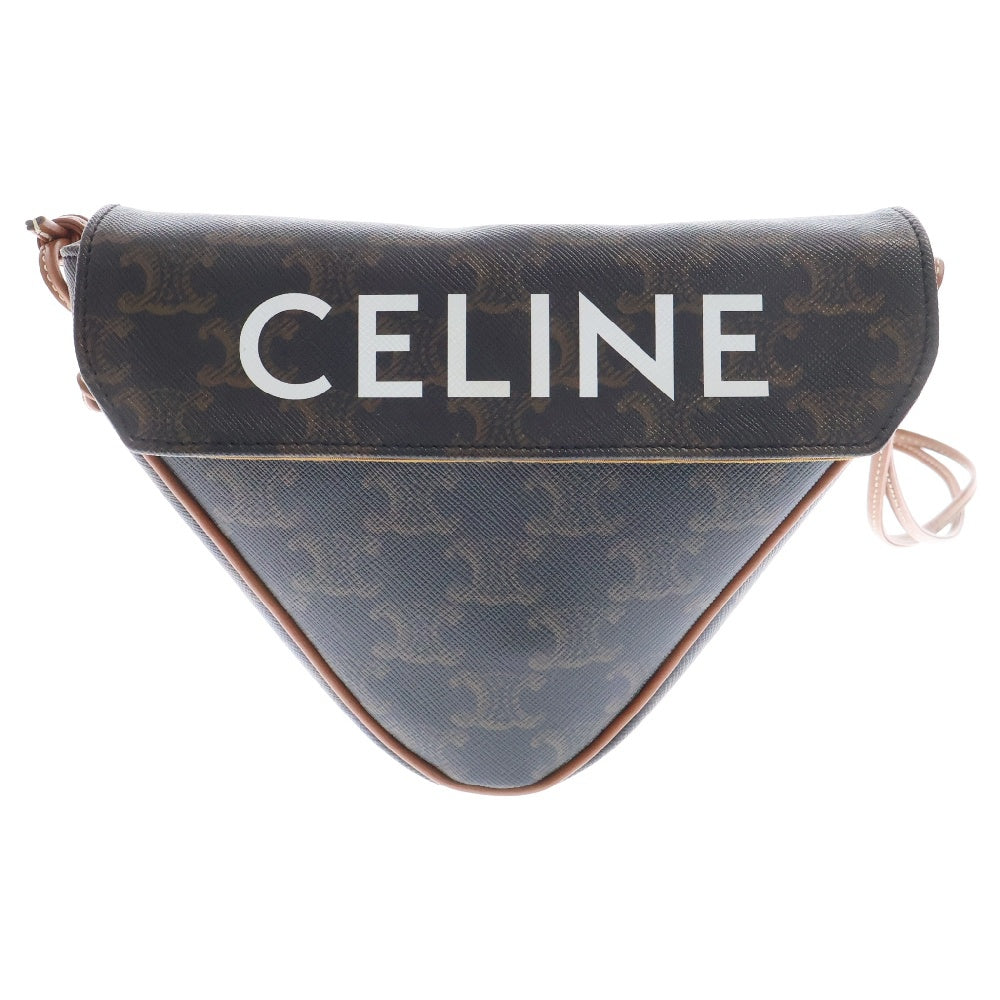 CELINE(セリーヌ) トライアングル ショルダーバッグ ブラウン PVC ショルダーポーチ 斜め掛けバッグ ミニバッグ