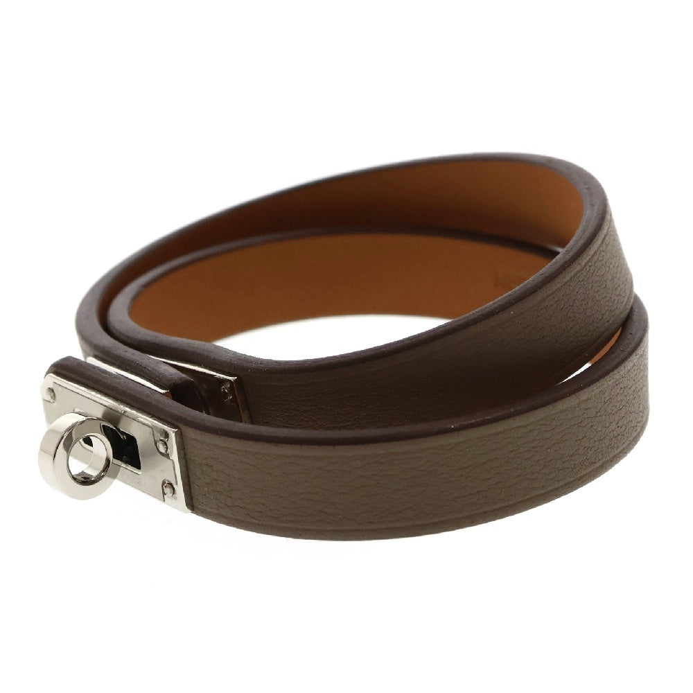 HERMES(エルメス) ケリードゥブルトゥール ブレスレット シルバー金具 Z刻印 ブラウン レザー