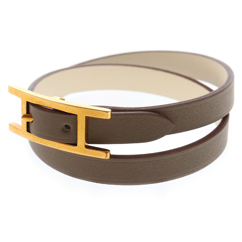 HERMES(エルメス) ビーアピ ドゥブルトゥール ブレスレット エトゥープ/ナタ スイフト PG金具