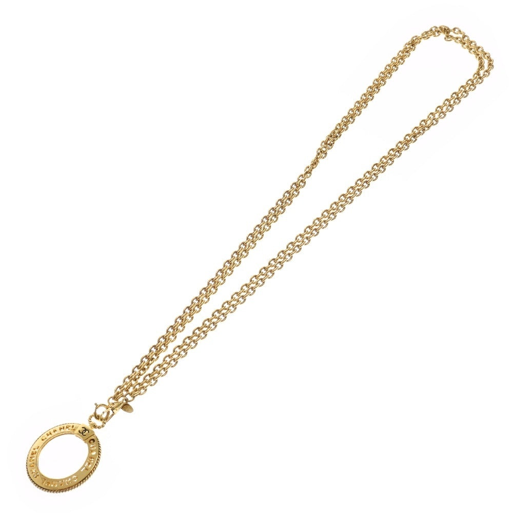 CHANEL(シャネル) ロゴ ルーペペンダント チェーンネックレス ゴールド GP アクセサリー