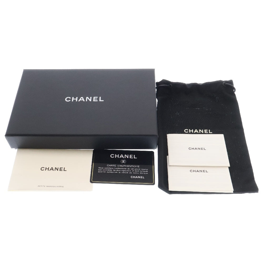 CHANEL(シャネル) マトラッセ クラシック ジップポーチ スモール キャビア ライトブルー ゴールド金具 シリアルシール