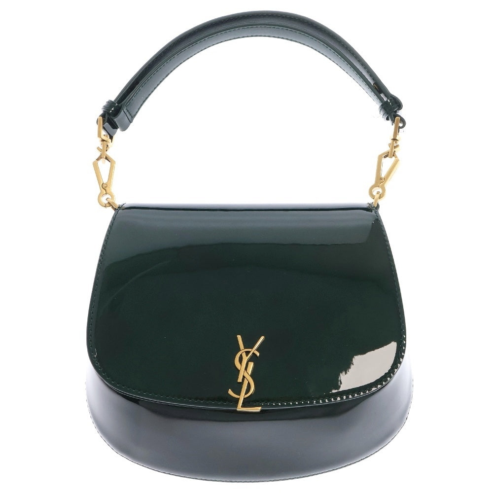 SAINT LAURENT PARIS(サンローランパリ) ヴォルテール ショルダーバッグ グリーン パテントレザー ゴールド金具 800846