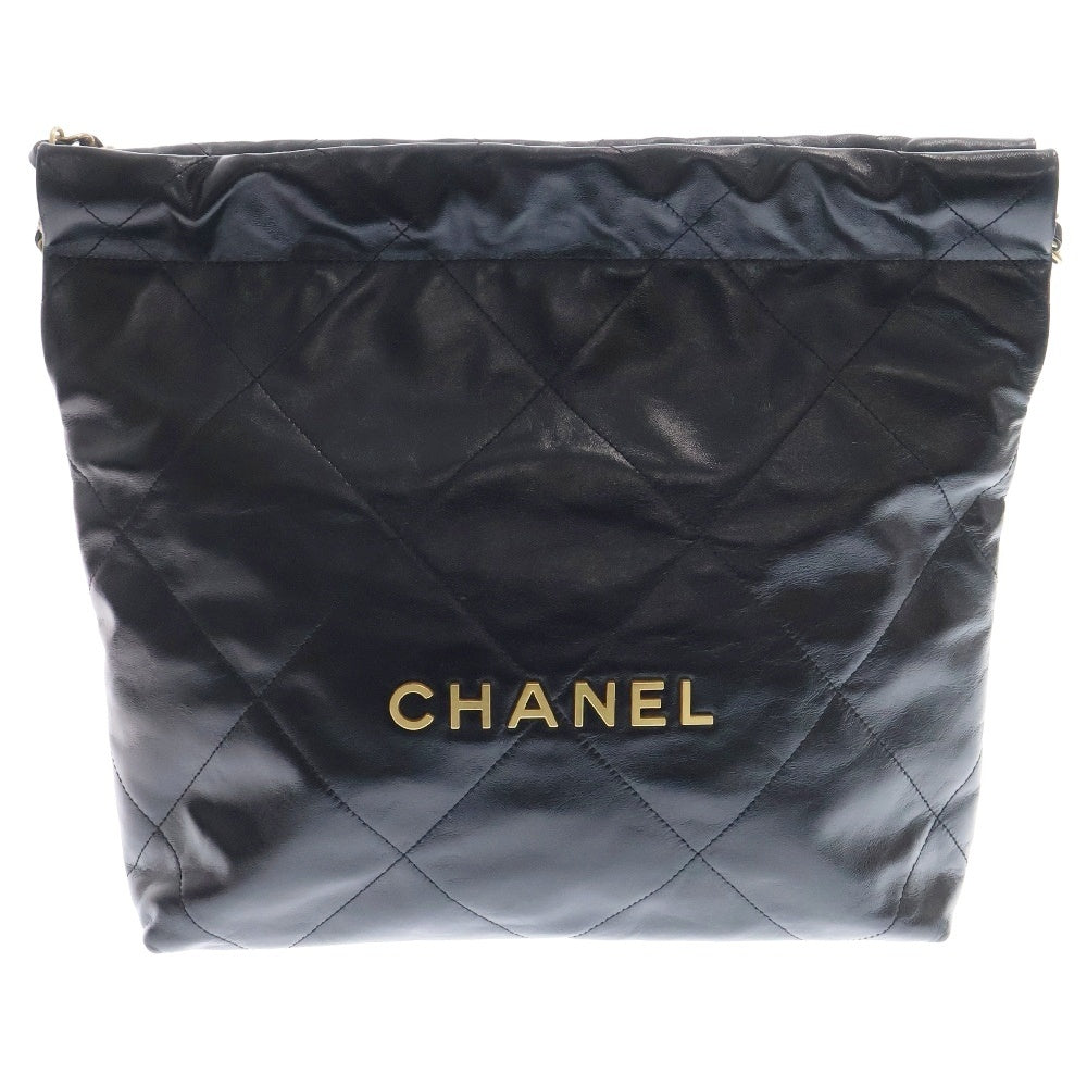 CHANEL(シャネル) シャネル22 シャイニーカーフ ロゴスモールチェーンショルダーバッグ ブラック