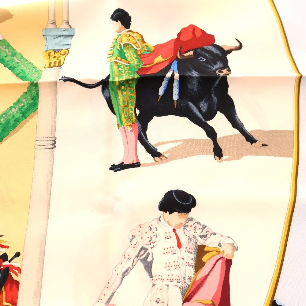 HERMES(エルメス) カレ90 闘牛場 PLAZA DE TOROS シルク ライトブルー マルチカラー スカーフ