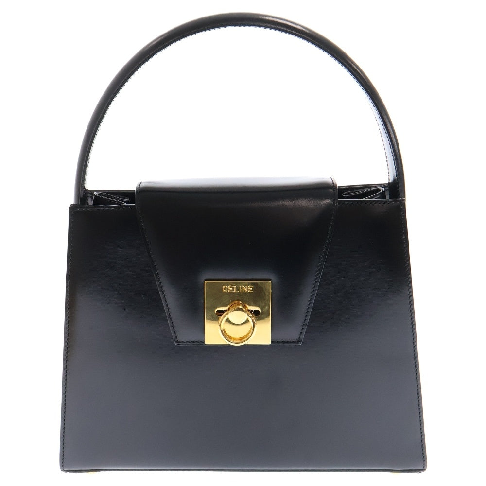 CELINE(セリーヌ) ロゴ 2WAYハンドバック ショルダーバッグ ハンドバッグ 肩掛けバッグ 斜め掛けバッグ ブラック ゴールド金具 レザー ヴィンテージ