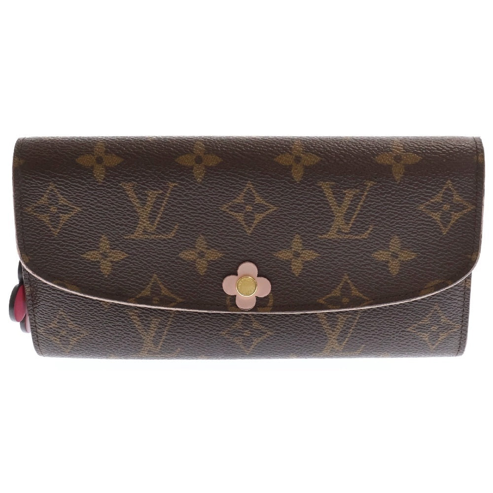 LOUIS VUITTON(ルイヴィトン) モノグラム ポルトフォイユエミリーホットピンク ロングウォレット 長財布 ブラウン イニシャル入り M64202