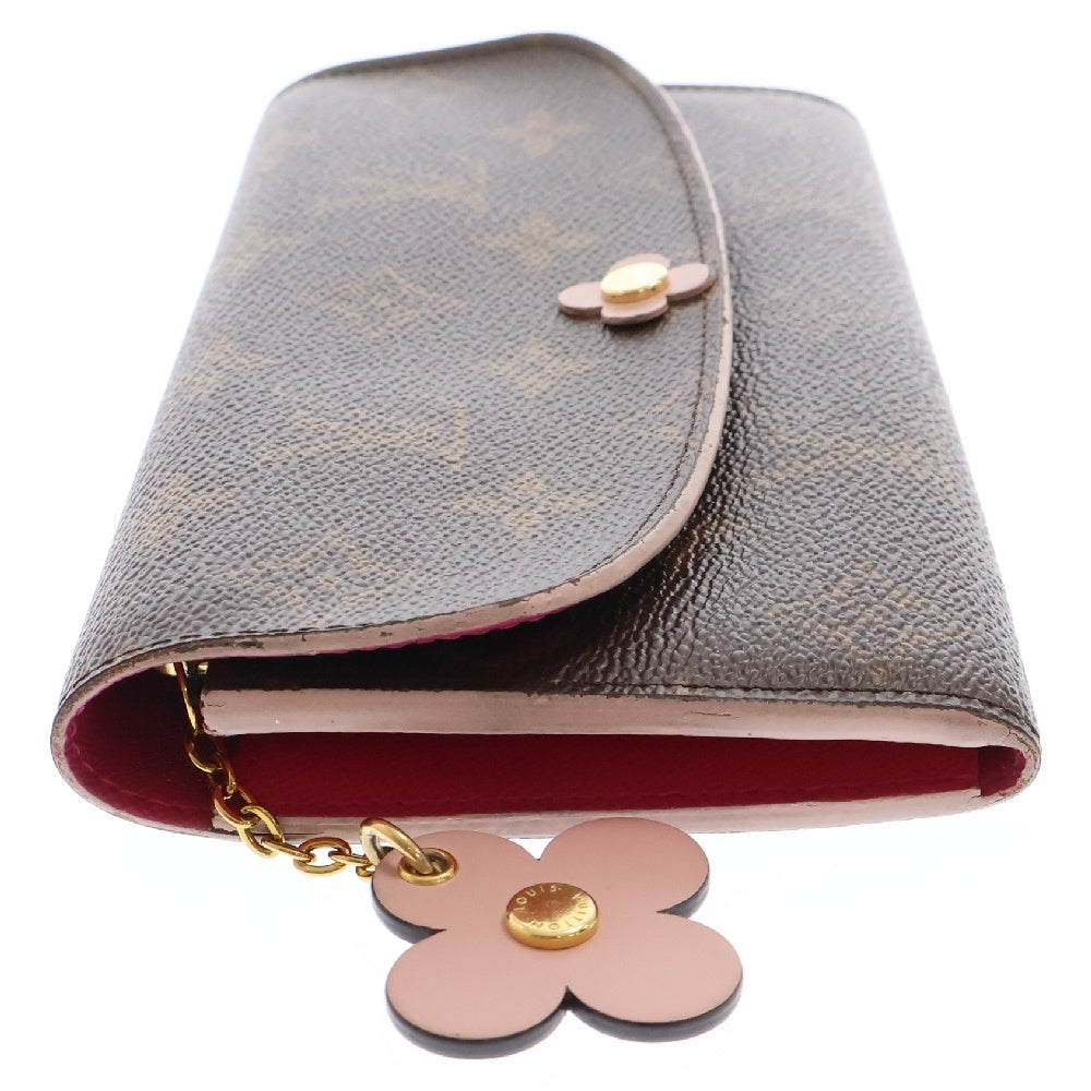 LOUIS VUITTON(ルイヴィトン) モノグラム ポルトフォイユエミリーホットピンク ロングウォレット 長財布 ブラウン イニシャル入り M64202
