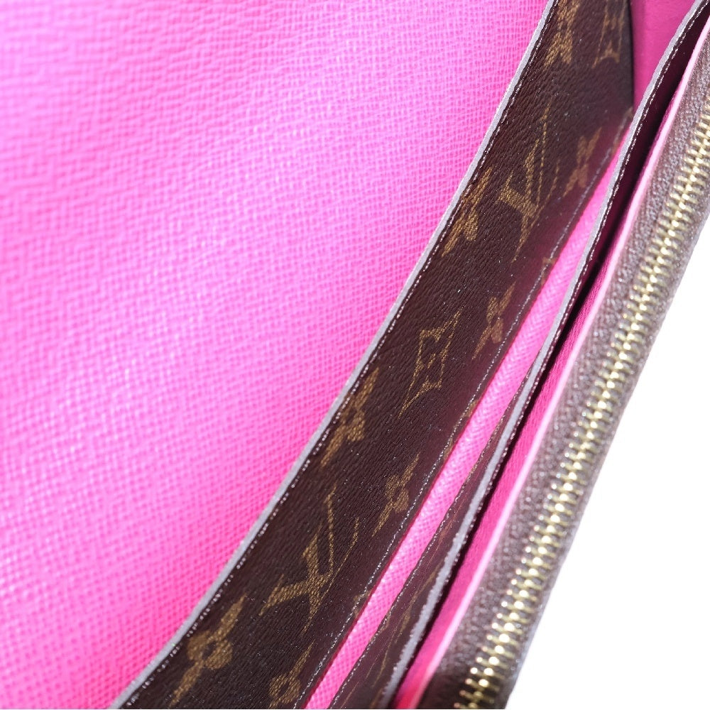 LOUIS VUITTON(ルイヴィトン) モノグラム ポルトフォイユエミリーホットピンク ロングウォレット 長財布 ブラウン イニシャル入り M64202