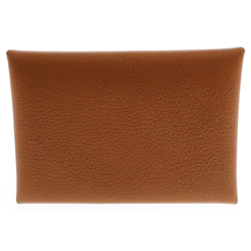 HERMES(エルメス) カルヴィデュオ ゴールド ブラウン系 シェーブル K刻印 シルバー金具 コインケース カードケース