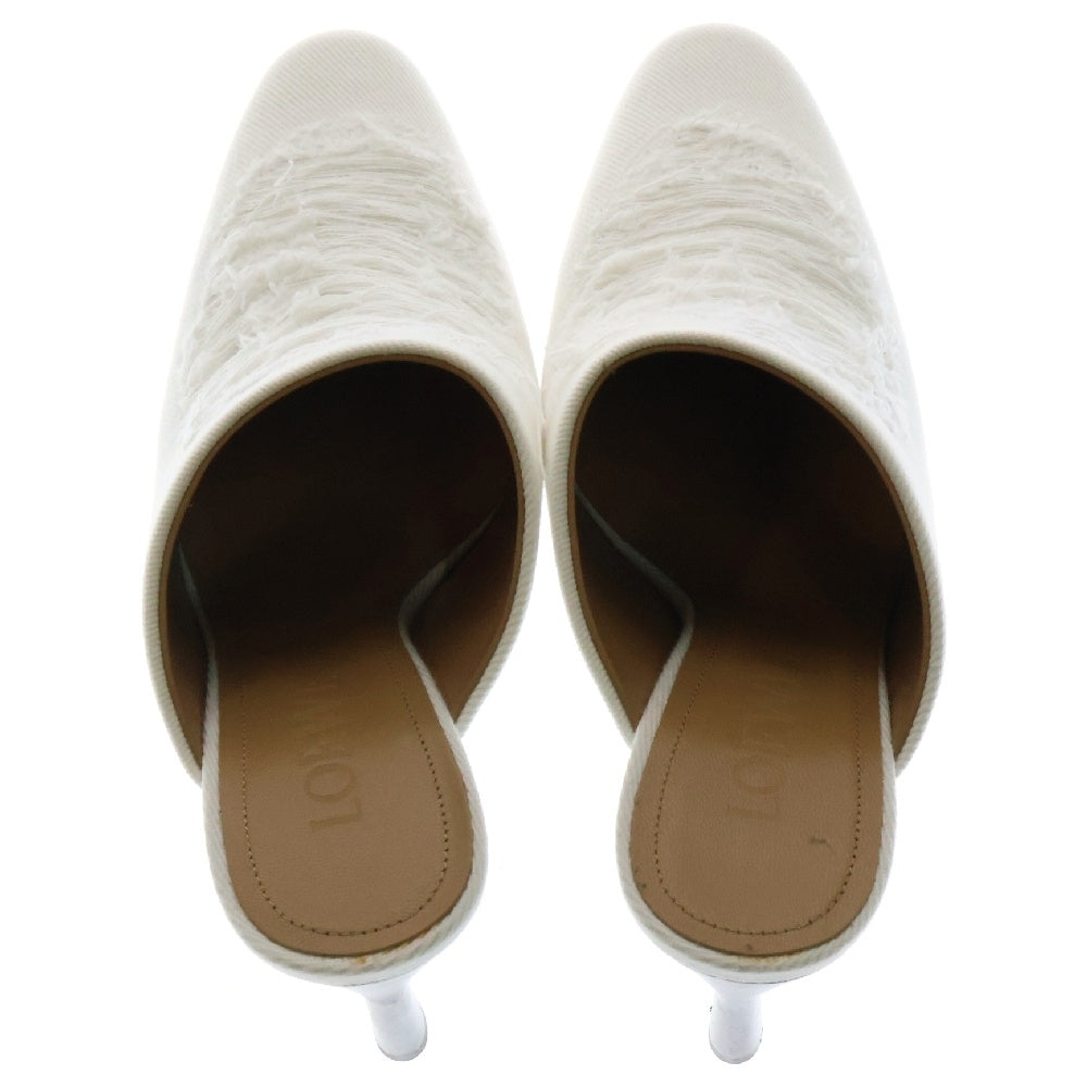 LOEWE(ロエベ) RIPPED DENIM MULE リップド デニム ダメージ加工 ミュール ホワイト レディース 562201