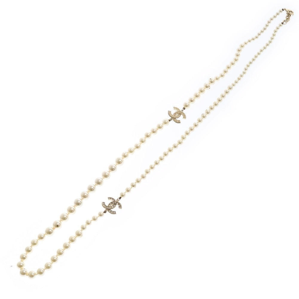 CHANEL(シャネル) ココマーク パール ネックレス ゴールド フェイクパール×ラインストーン アクセサリー A18V