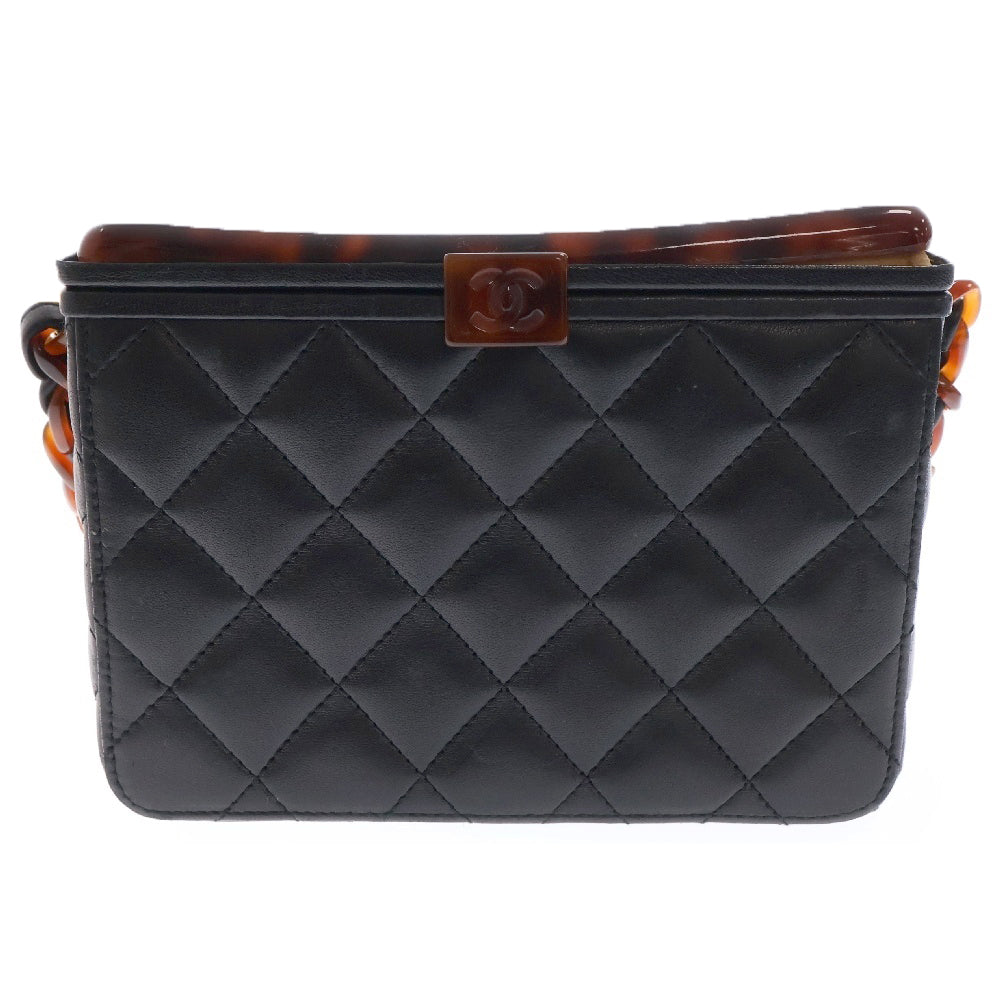 CHANEL(シャネル) ココマーク マトラッセ バニティ ラムスキン チェーンショルダーバッグ ブラウン×ブラック