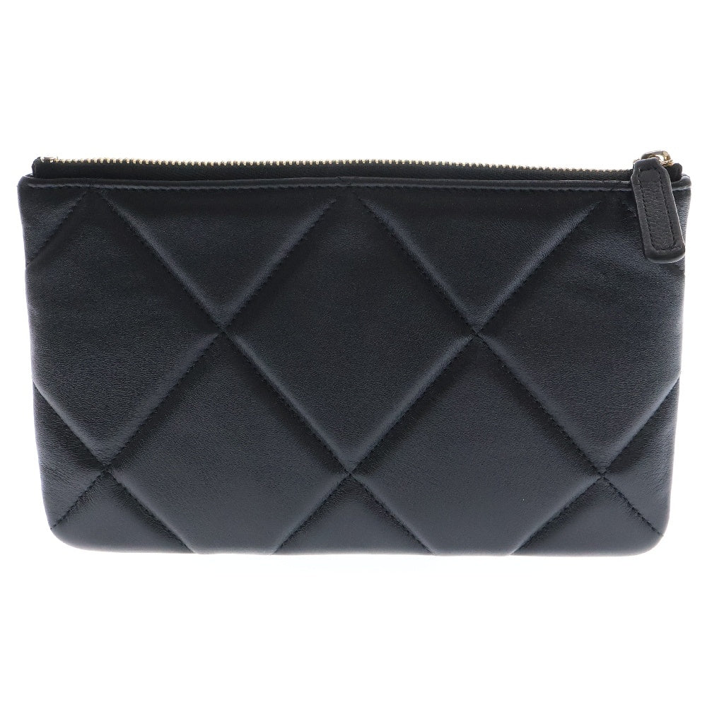 CHANEL(シャネル) シャネル19 スモールポーチ ブラック ラム ゴールド金具 ココマーク AP1059