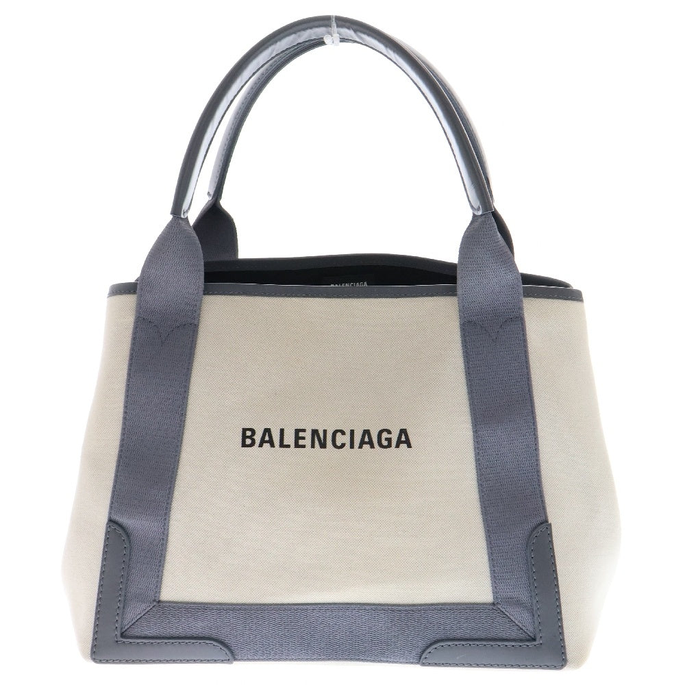 BALENCIAGA(バレンシアガ) NAVY CABAS S BAG 339933 ネイビーカバス S ハンドバッグ グレー×ホワイト