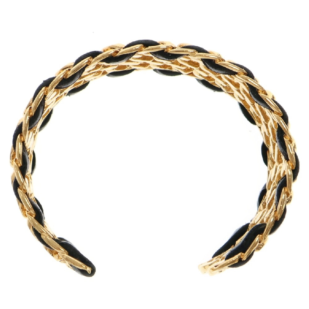 CHANEL(シャネル) プルミエールモチーフ バングル GP×レザー ゴールド×ブラック ブレスレット ヴィンテージ
