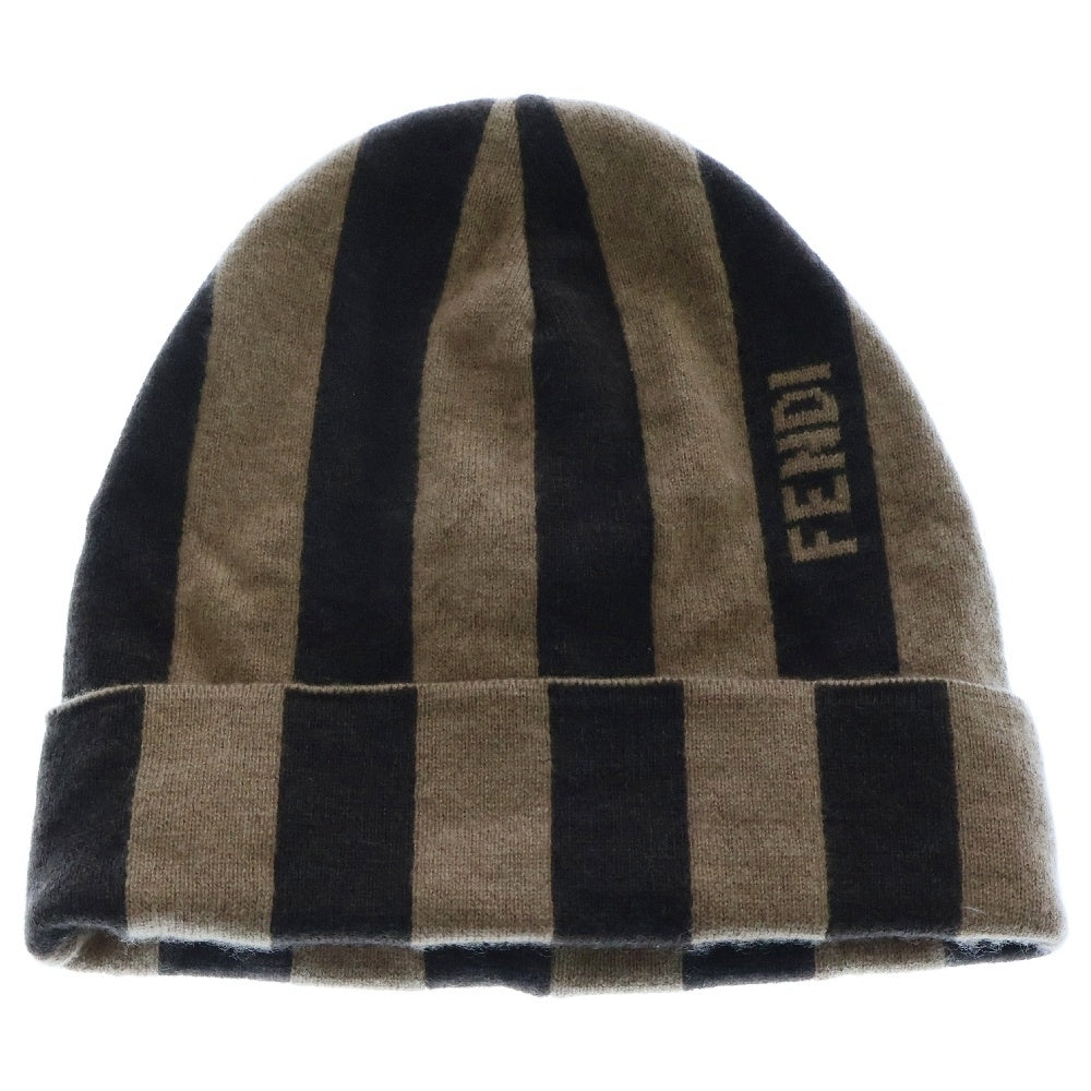 FENDI(フェンディ) ボーダー柄 ビーニー ニット帽 ベージュ