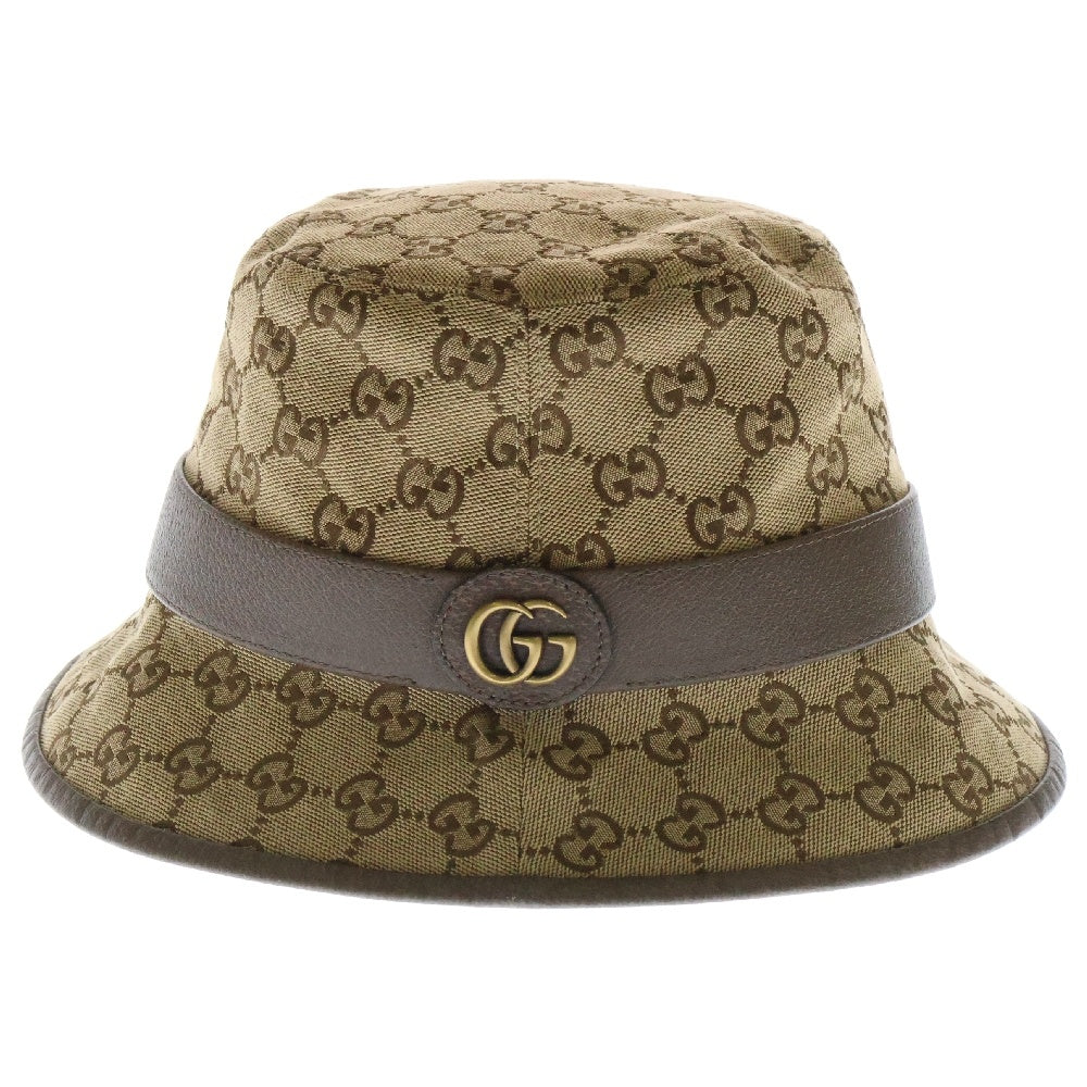 GUCCI(グッチ) GGキャンバス フェドラハット 帽子 キャンバス×レザー ベージュ×ブラウン