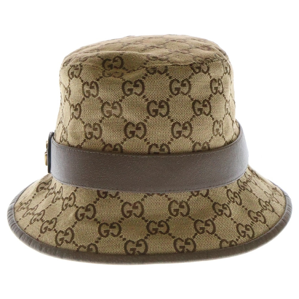 GUCCI(グッチ) GGキャンバス フェドラハット 帽子 キャンバス×レザー ベージュ×ブラウン