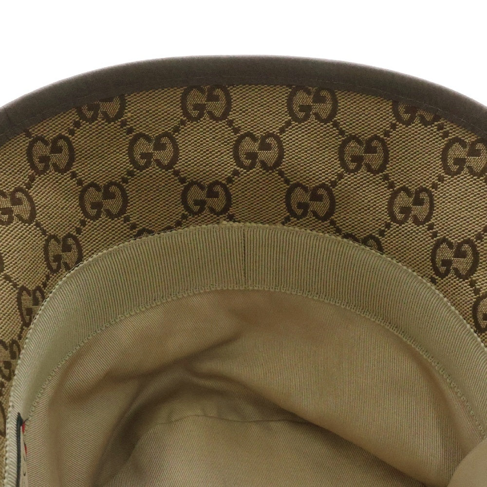 GUCCI(グッチ) GGキャンバス フェドラハット 帽子 キャンバス×レザー ベージュ×ブラウン