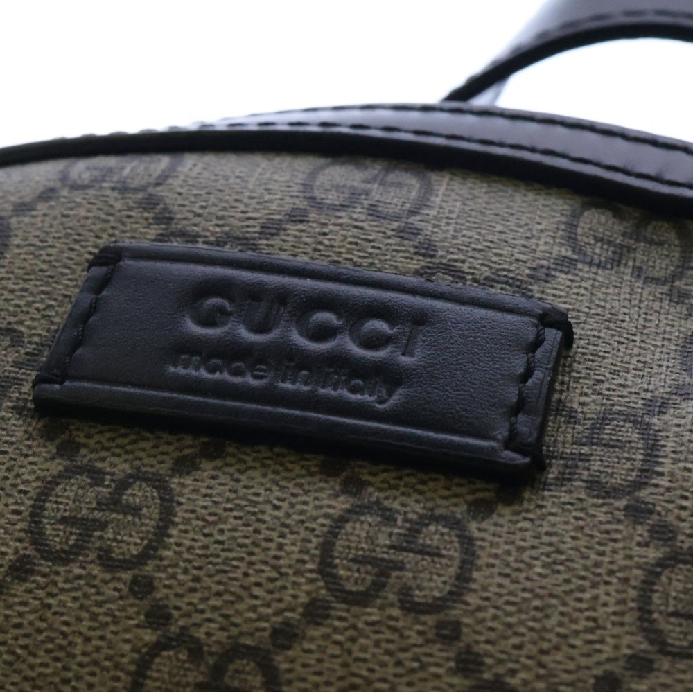 GUCCI(グッチ) GGスプリーム スモール バックパック リュックサック ベージュ×ブラック PVC×レザー シルバー金具 429020