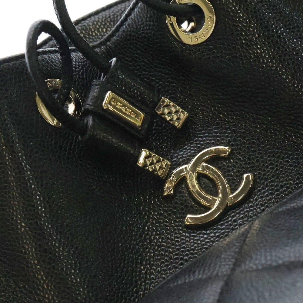 CHANEL(シャネル) バケットバッグ チェーンショルダー ゴールド金具 ブラック キャビアスキン ランダムシリアル AS2353