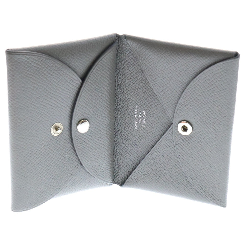 HERMES(エルメス) カルヴィデュオ コインケース 小物入れ エプソン グレー系 シルバー金具 U刻印