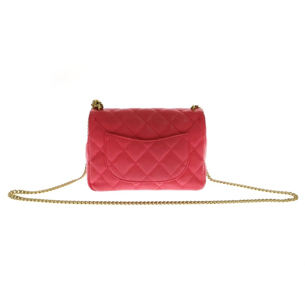 CHANEL(シャネル) マトラッセ23 Sチェーンショルダーバッグ ピンク キャビアスキン GD金具 プレート