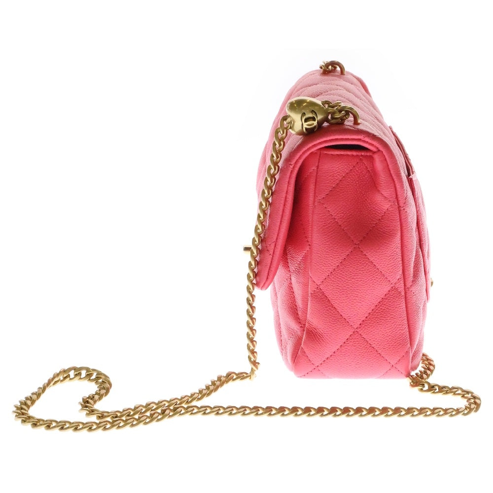 CHANEL(シャネル) マトラッセ23 Sチェーンショルダーバッグ ピンク キャビアスキン GD金具 プレート