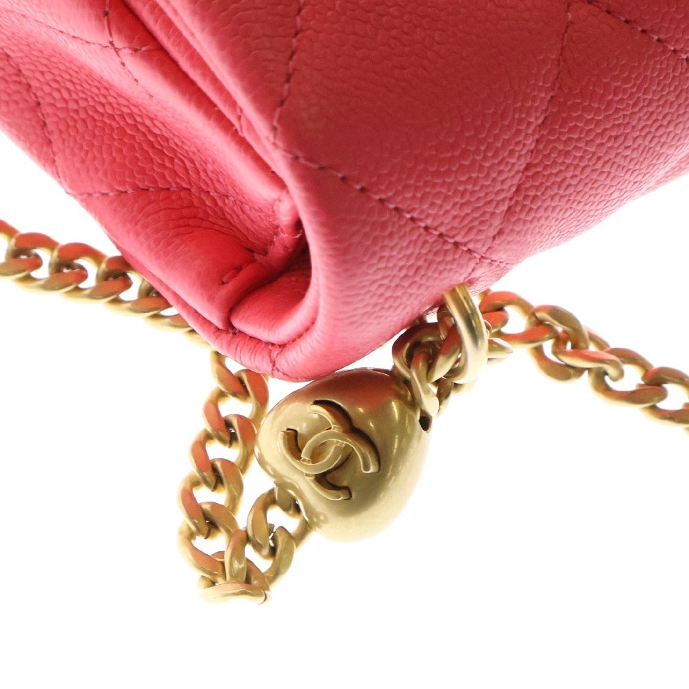 CHANEL(シャネル) マトラッセ23 Sチェーンショルダーバッグ ピンク キャビアスキン GD金具 プレート