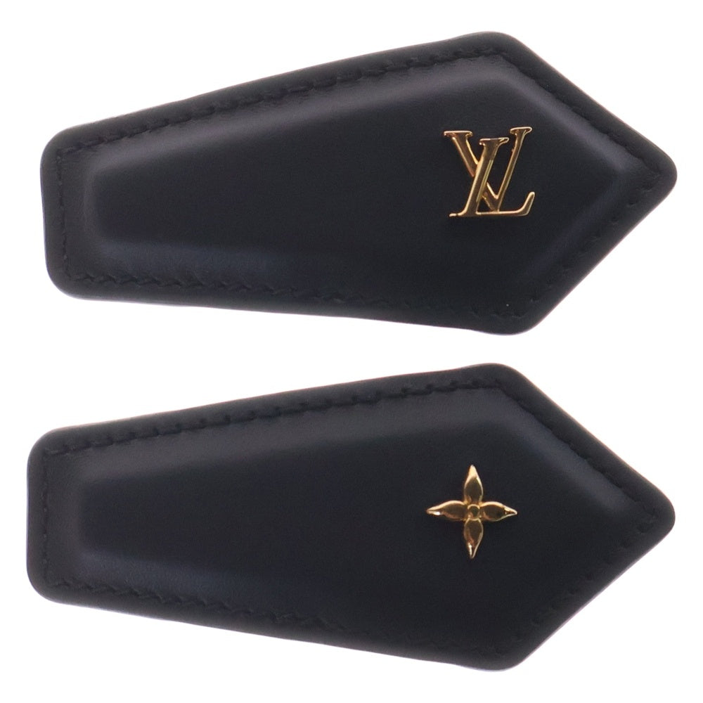 LOUIS VUITTON(ルイヴィトン) LV バックステージ レザー ヘアクリップ ヘアピン ブラック×ゴールド M01442