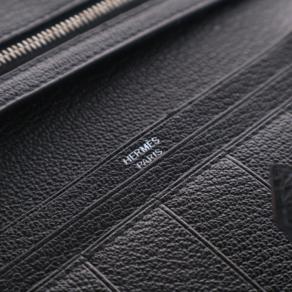 HERMES(エルメス) H BEARN SOUFFLET ベアンスフレ シェーブル レザー ロングウォレット 二つ折り財布 ブラック Z刻印
