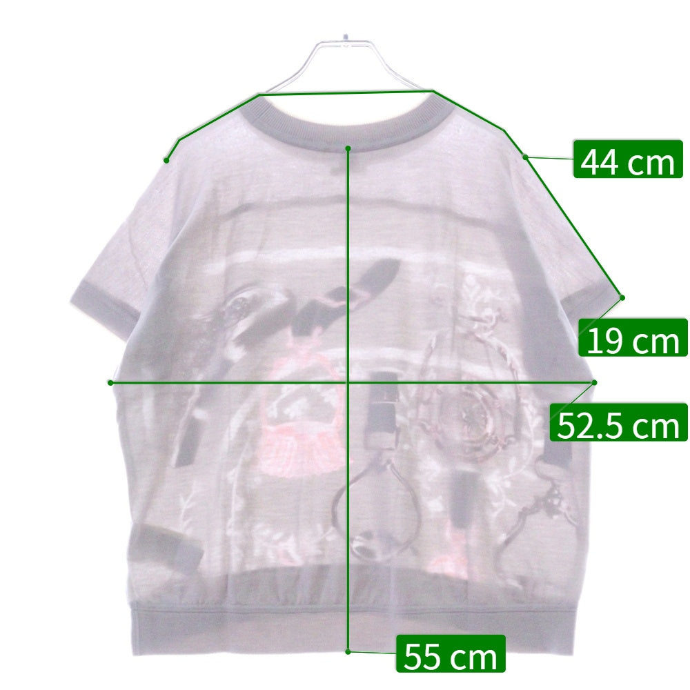 HERMES(エルメス) ツイルレーヌ 鐙 シルクショートスリーブニット 半袖Tシャツ レディース グレー