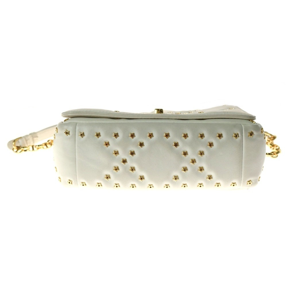Christian Dior(クリスチャンディオール) チェーンショルダーバッグ カロ カナージュ スタッズ 白 レザー