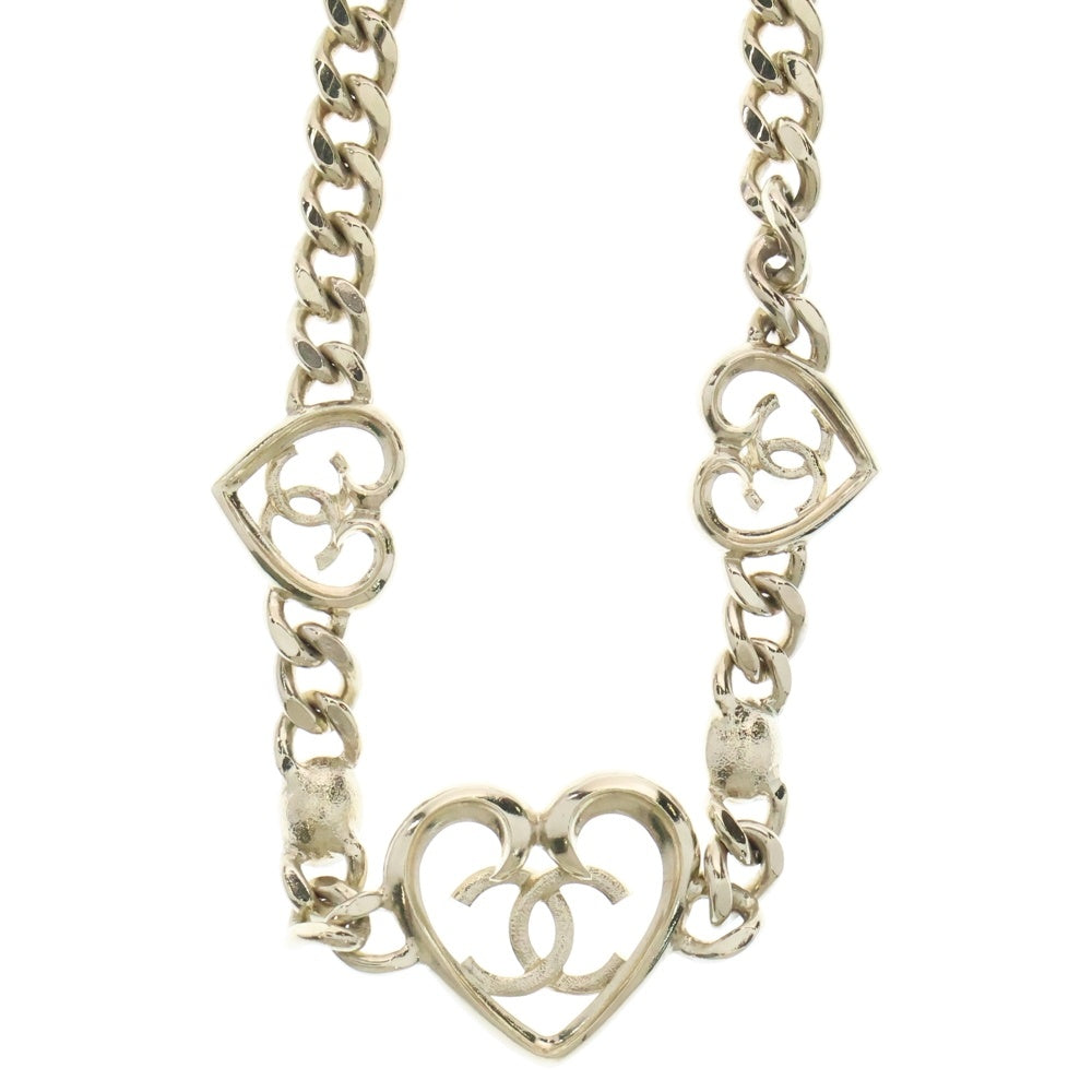 CHANEL(シャネル) ココマーク ラインストーン ハートネックレス チョーカー ゴールド チェーン GP C23C