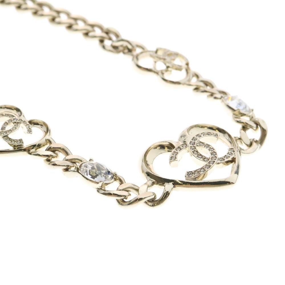 CHANEL(シャネル) ココマーク ラインストーン ハートネックレス チョーカー ゴールド チェーン GP C23C