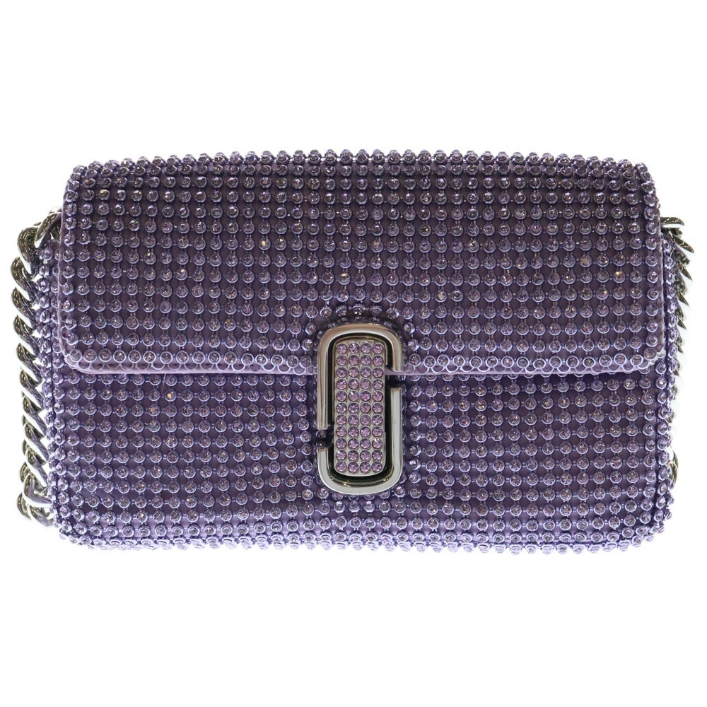 MARC JACOBS(マークジェイコブス) ラインストーン チェーンショルダーバッグ パープル シルバー金具