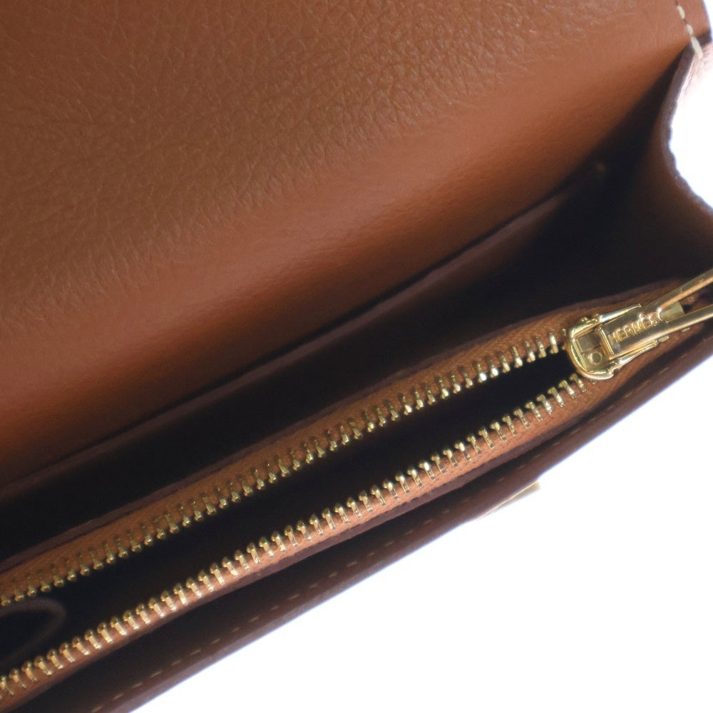 HERMES(エルメス) Hロゴ コンスタンススリム エバーカラー コインケース付 レザーコンパクトウォレット 二つ折り財布 ブラウン
